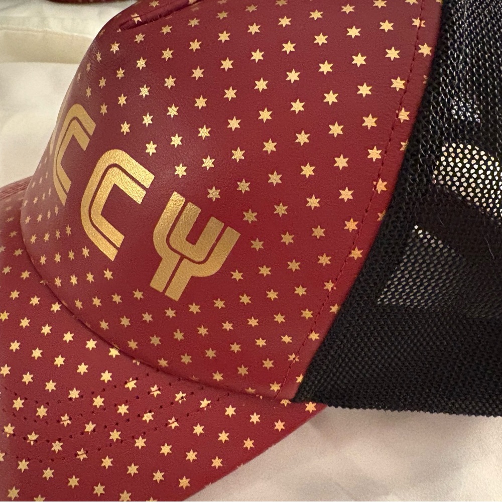 Gucci x Sega Red leather & black/gold star Hat/Cap EUC M 58 adjustable GUCCY - Picture 2 of 14